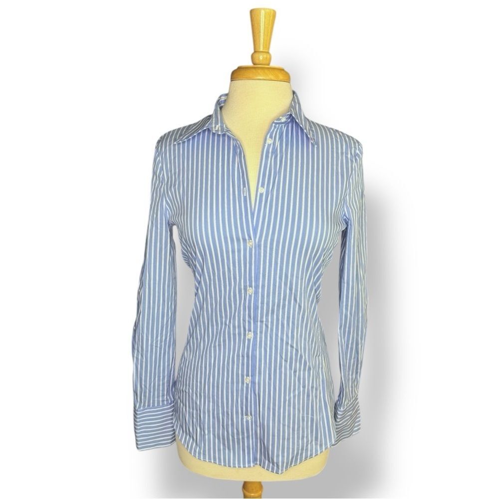 Zara Light Blue & White Striped Button Down Shirt | Medium | NWT